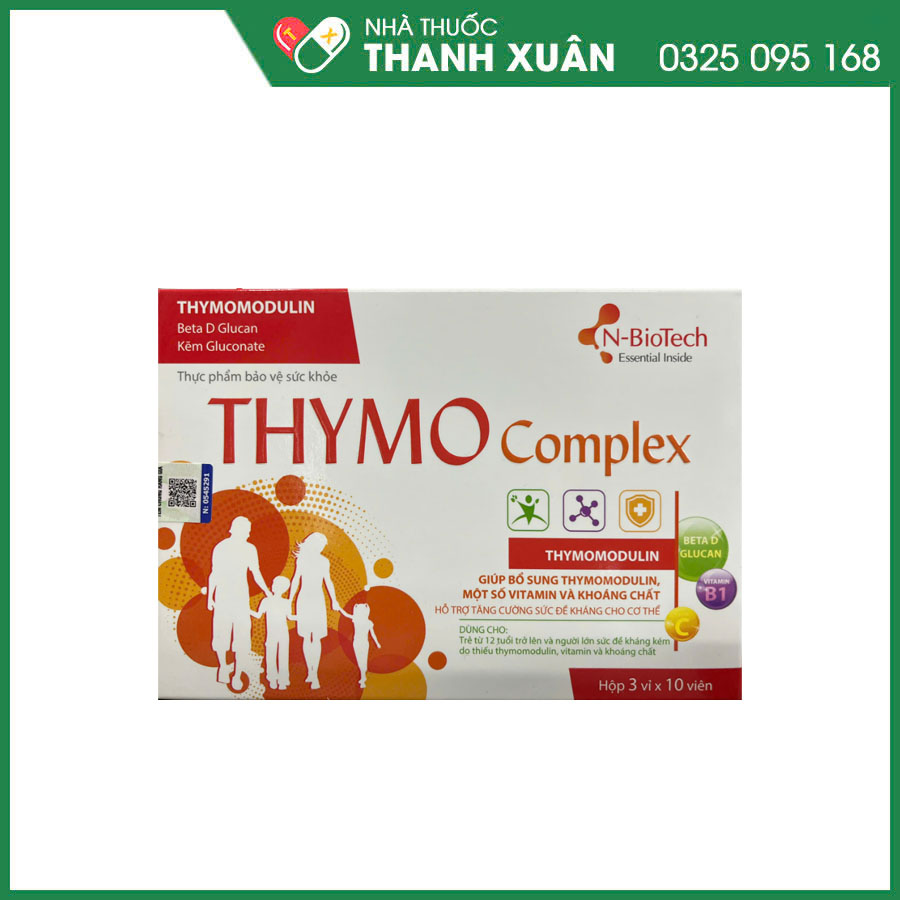 Thymo Complex giúp bổ sung thymomodulin, một số vitamin và khoáng chất, hỗ trợ tăng cường sức đề kháng cho cơ thể